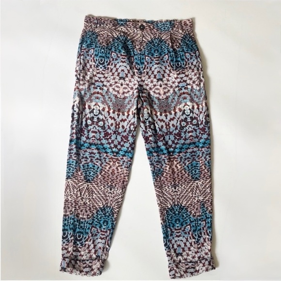 Anthropologie Elevenses Mosaic Print Cropped Trousers Size 8 - Picture 4 of 11